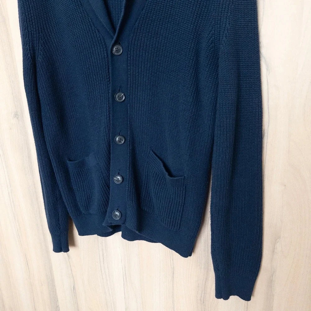 Gap Mens Shawl Collar Cardigan Sz M‎ Navy Button Front Heritage Old Money Preppy